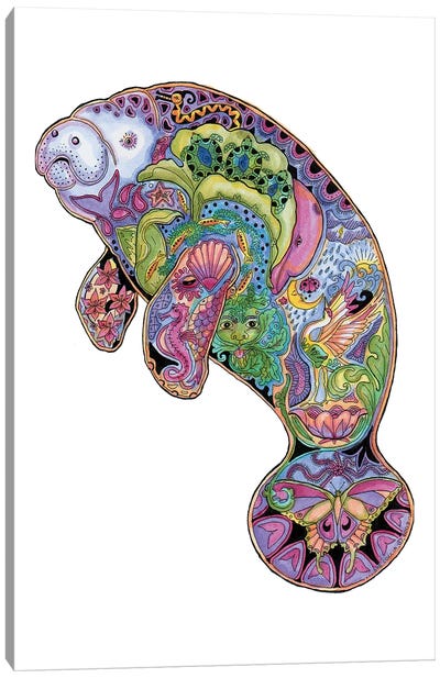 Manatee Canvas Art Print - Embellished Animals