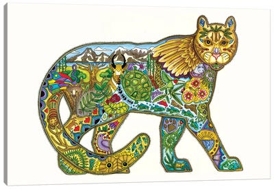 Mountain Lion Canvas Art Print - Embellished Animals