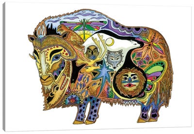 Musk Ox Canvas Art Print - Embellished Animals