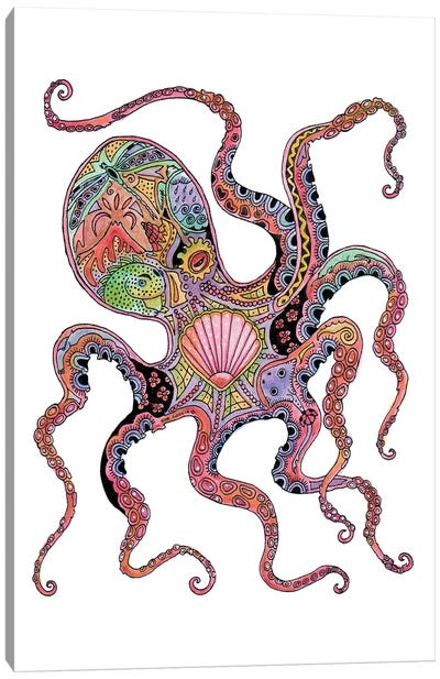 Octopus Canvas Art Print - Ladybug Art