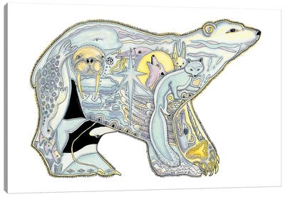 Polar Bear Canvas Art Print - Ladybug Art