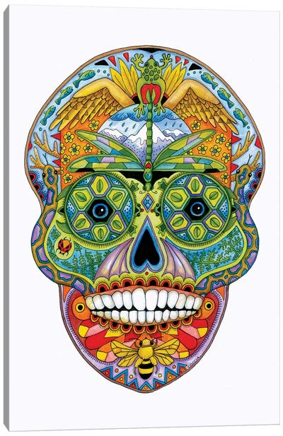 Sugar Skull Canvas Art Print - Día de los Muertos Art
