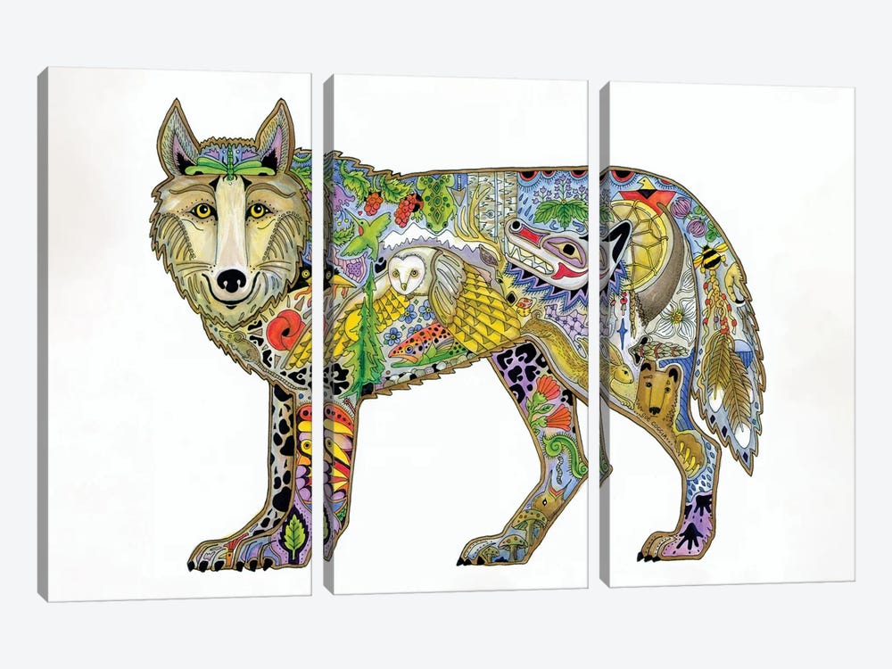 Wolf Standing by Sue Coccia 3-piece Canvas Art Print