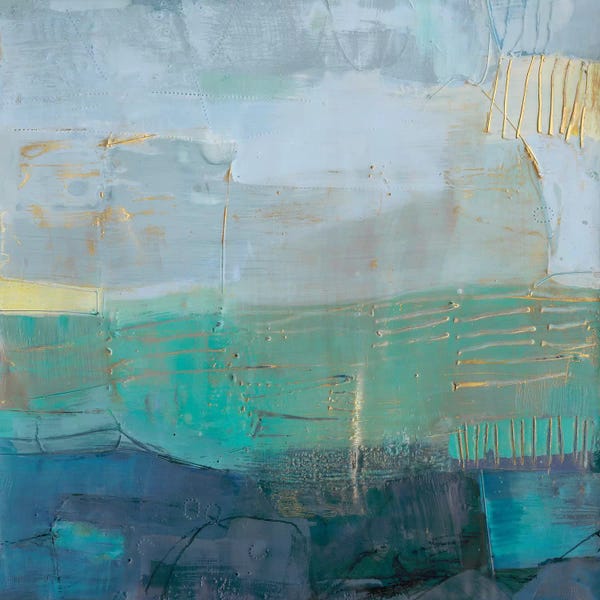 Teal Abstract Art: Rianti I by Sue Jachimiec
