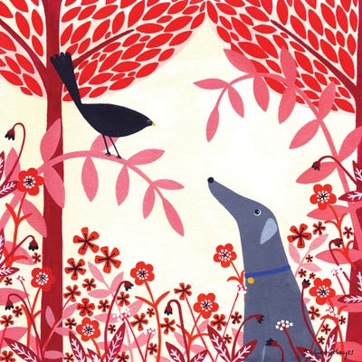 Autumn Greyhound And Blackbird by Sian Summerhayes canvas print
