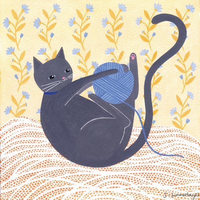 Cat With Wool by Sian Summerhayes canvas print