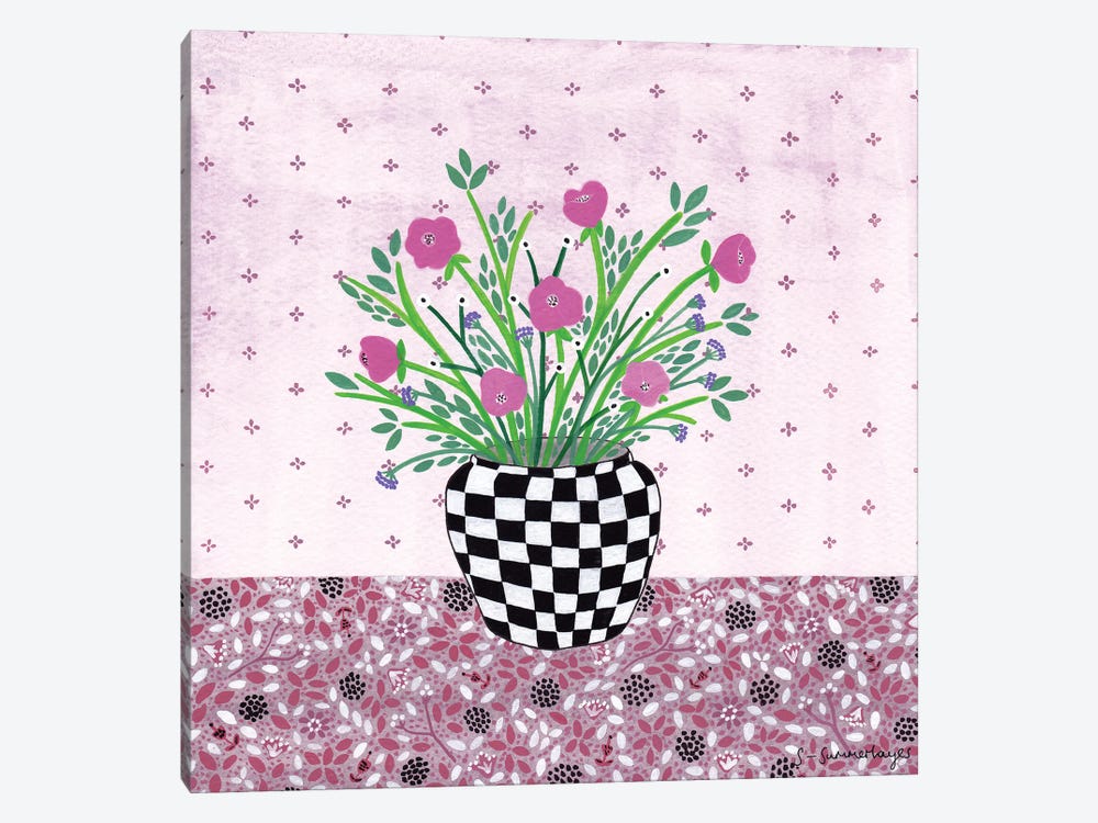 Checkered Vase by Sian Summerhayes 1-piece Canvas Wall Art
