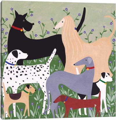 Dog Meet Canvas Art Print - Greyhound Art