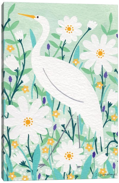Elegant Stork Canvas Art Print - Sian Summerhayes