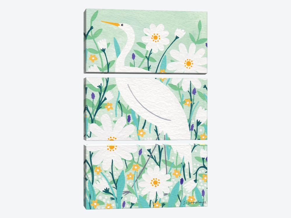 Elegant Stork by Sian Summerhayes 3-piece Canvas Art Print