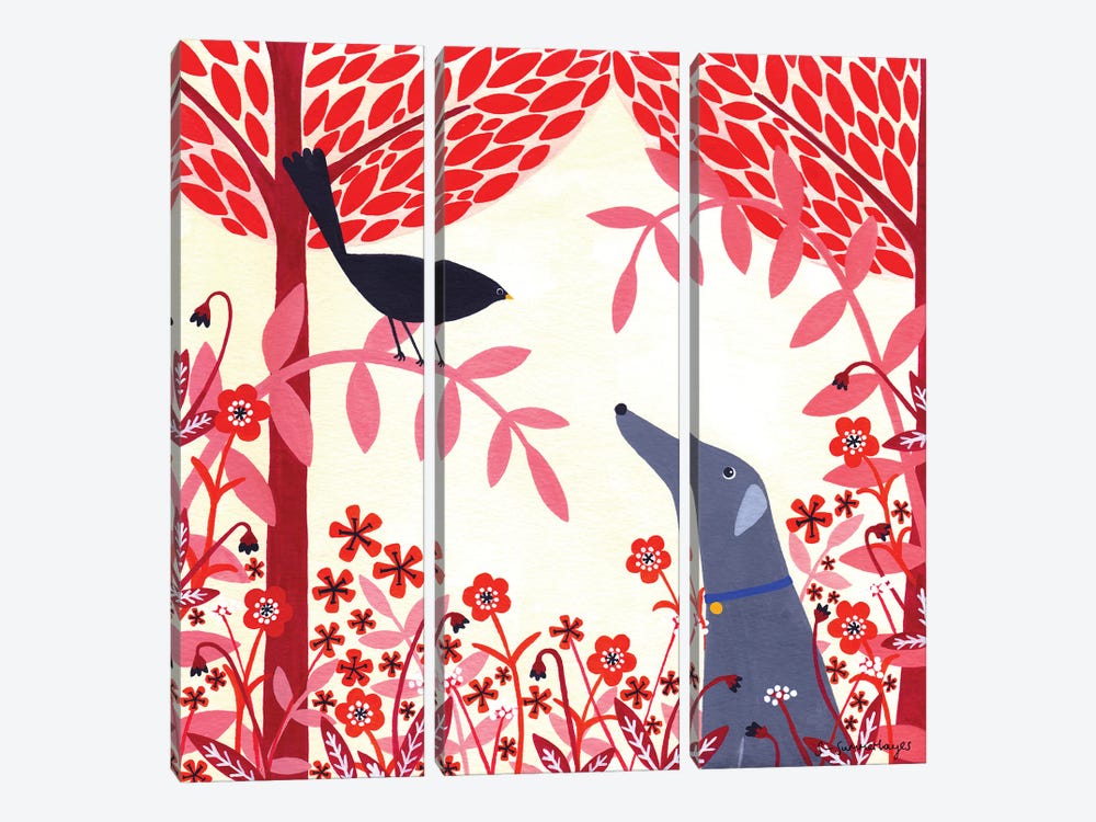 Autumn Greyhound And Blackbird by Sian Summerhayes 3-piece Art Print