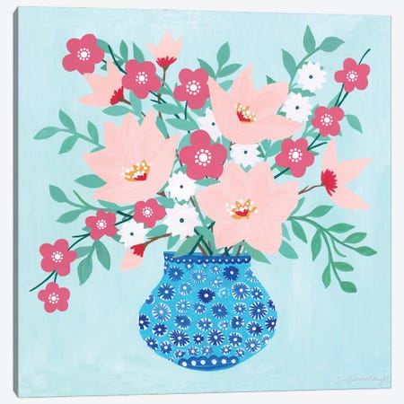 Floral On Mint Canvas Print #SUH20} by Sian Summerhayes Canvas Artwork