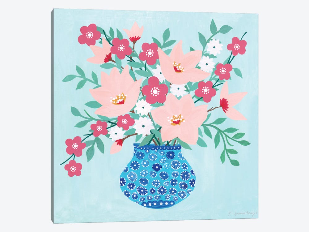 Floral On Mint by Sian Summerhayes 1-piece Art Print