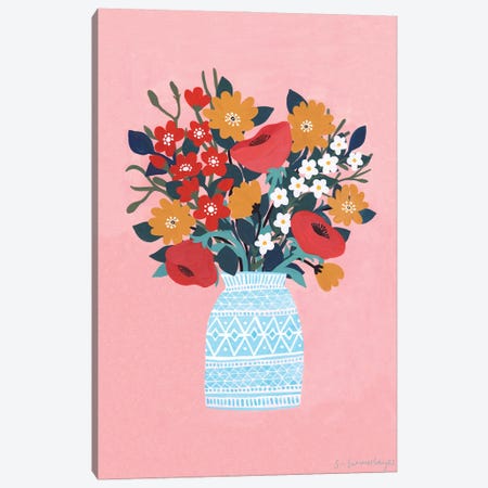 Floral On Peach Canvas Print #SUH21} by Sian Summerhayes Canvas Artwork