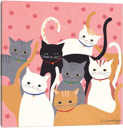 Hello Cats Canvas Art Print - Sian Summerhayes