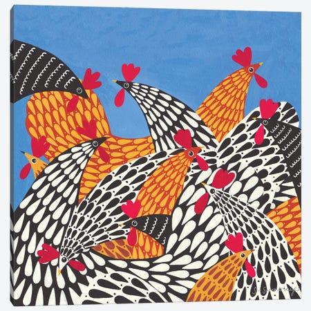 Hello Chickens Canvas Print #SUH26} by Sian Summerhayes Canvas Print