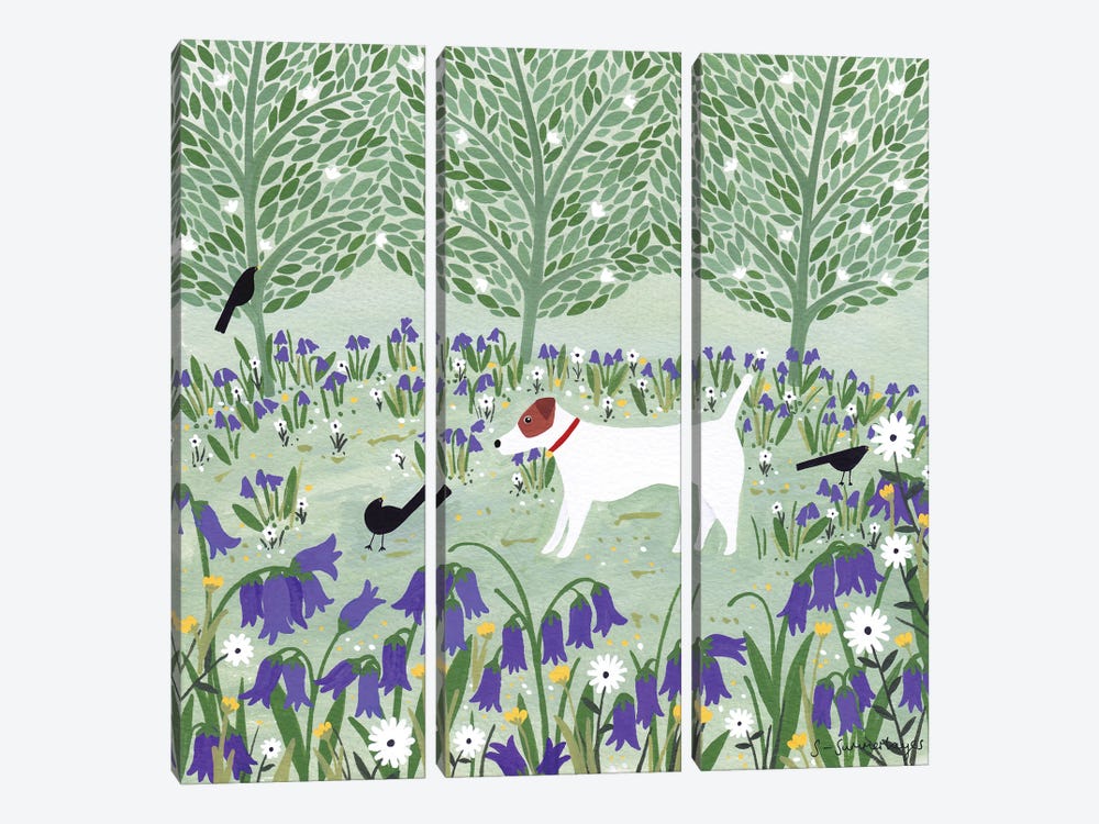Jack Russell Among Bluebells by Sian Summerhayes 3-piece Canvas Print