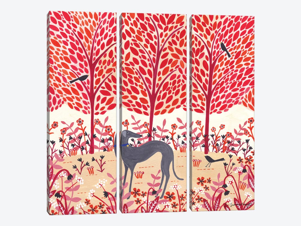 Autumn Greyhound by Sian Summerhayes 3-piece Canvas Artwork