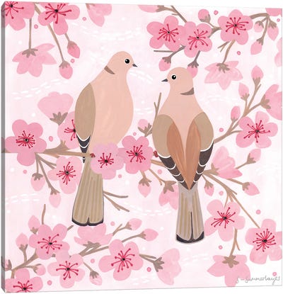 Love Birds Canvas Art Print - Dove & Pigeon Art