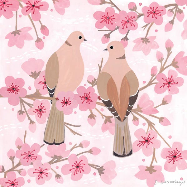 Cherry Blossoms: Love Birds by Sian Summerhayes