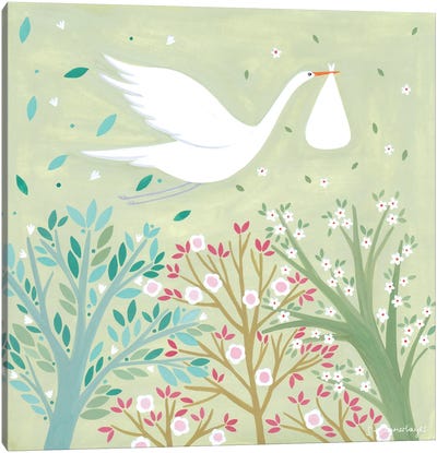 New Baby Stork Canvas Art Print - Sian Summerhayes