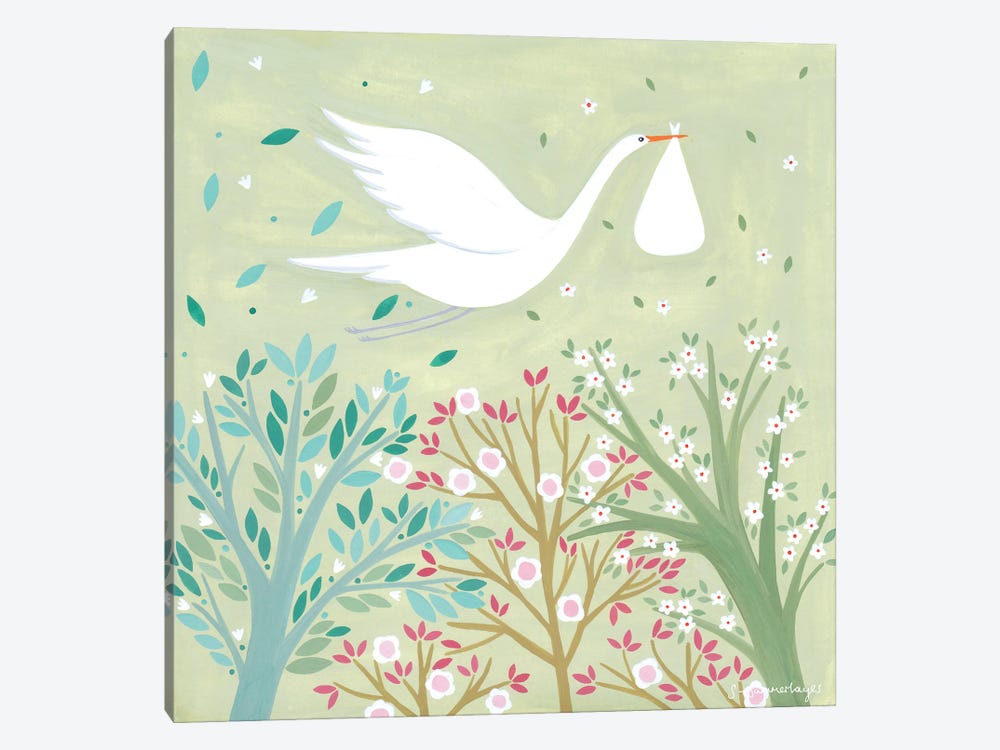 New Baby Stork by Sian Summerhayes 1-piece Art Print