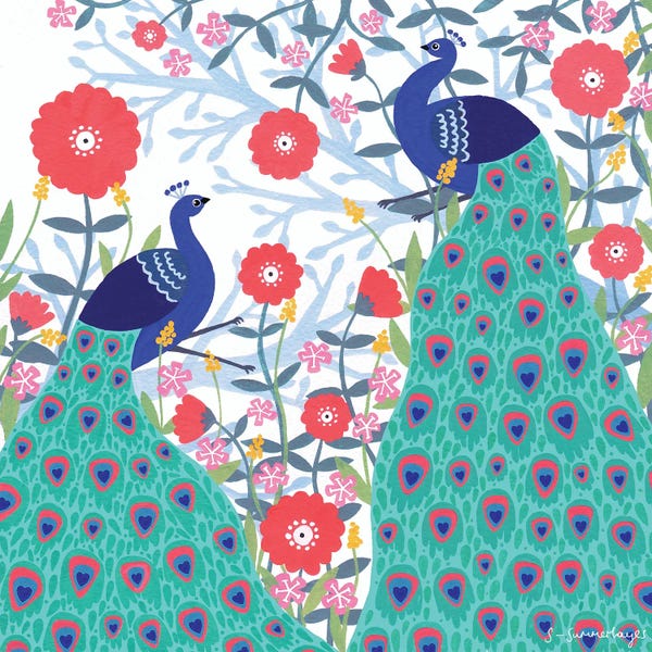 Peacocks: Two Peacocks by Sian Summerhayes