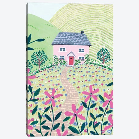 Pink Cottage Canvas Print #SUH37} by Sian Summerhayes Canvas Art