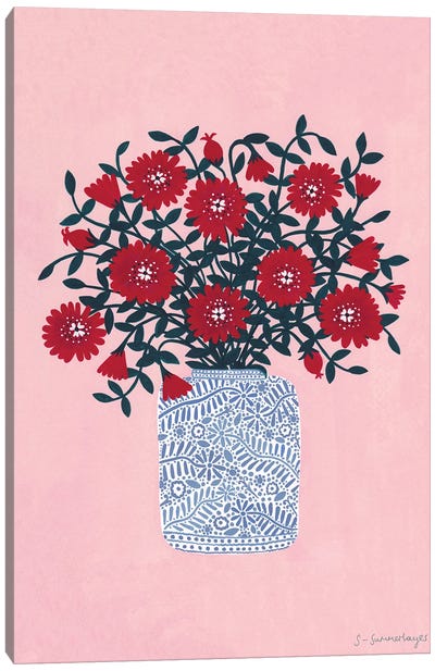 Red Flowers Canvas Art Print - Sian Summerhayes