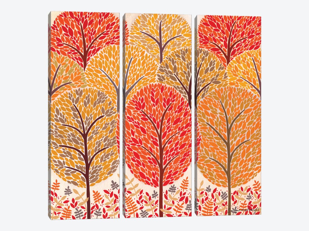 Autumn Trees by Sian Summerhayes 3-piece Canvas Print