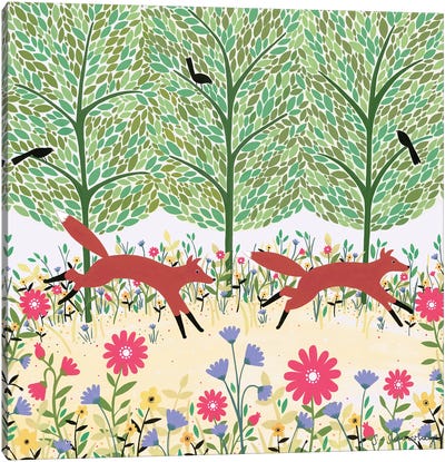 Summer Foxes Canvas Art Print - Sian Summerhayes