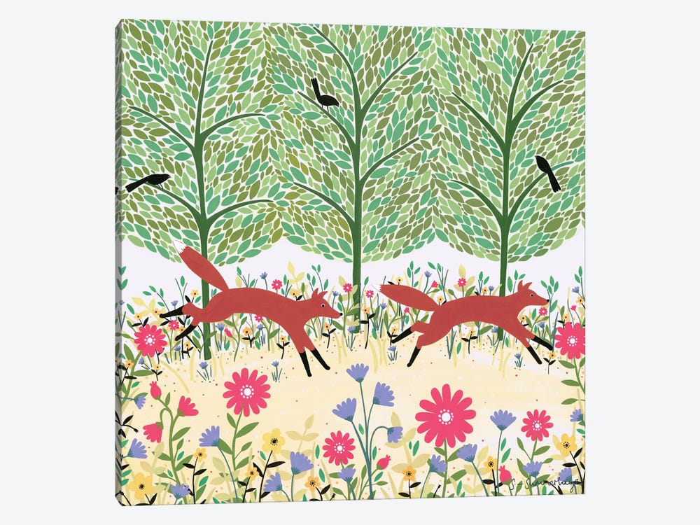 Summer Foxes by Sian Summerhayes 1-piece Canvas Art Print