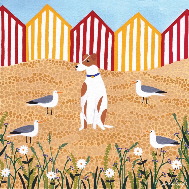 Terrier And Beach Huts