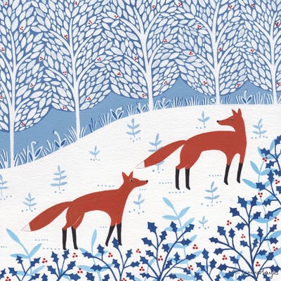 Winter Foxes by Sian Summerhayes canvas print