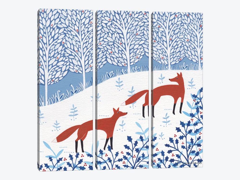 Winter Foxes by Sian Summerhayes 3-piece Canvas Art