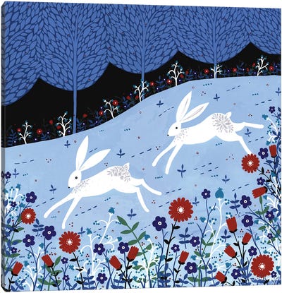 Winter Hares Canvas Art Print - Sian Summerhayes