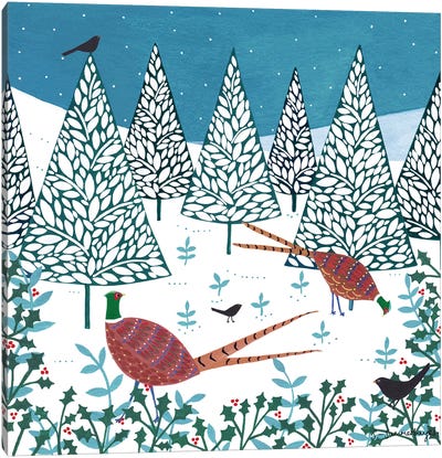 Winter Pheasants Canvas Art Print - Pheasant Art