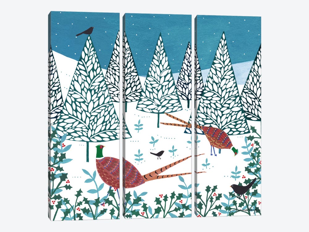 Winter Pheasants by Sian Summerhayes 3-piece Canvas Artwork