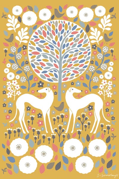 Scandi Greyhounds by Sian Summerhayes metal wall art