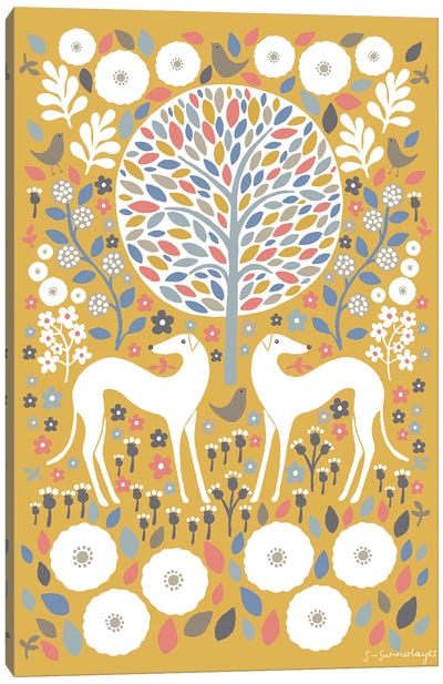 Scandi Greyhounds Canvas Art Print - Sian Summerhayes