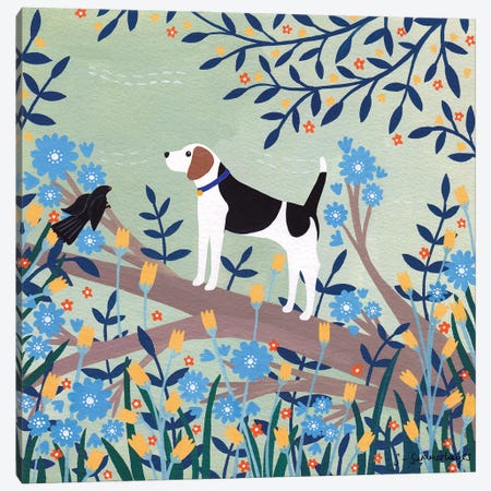 Beagle On Branch Canvas Print #SUH5} by Sian Summerhayes Canvas Art