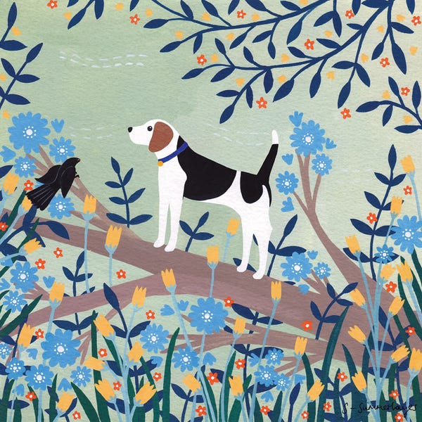 Beagles: Beagle On Branch by Sian Summerhayes