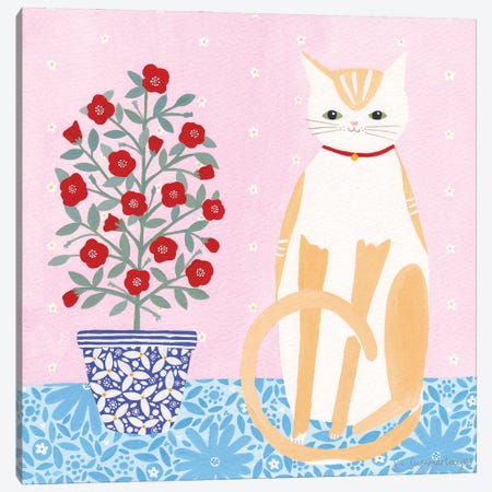 Cat With Pot Plant Canvas Print #SUH9} by Sian Summerhayes Canvas Art Print