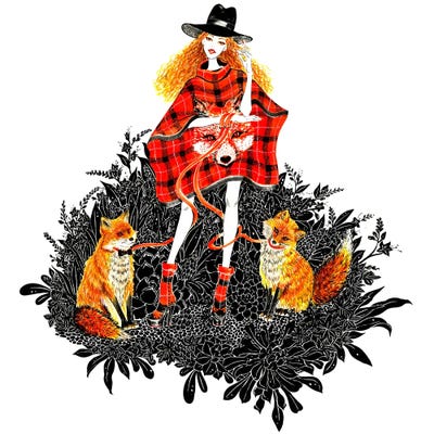 Fox Girl by Sunny Gu metal wall art
