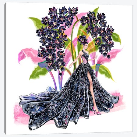 Black Orchid Canvas Print #SUN127} by Sunny Gu Art Print