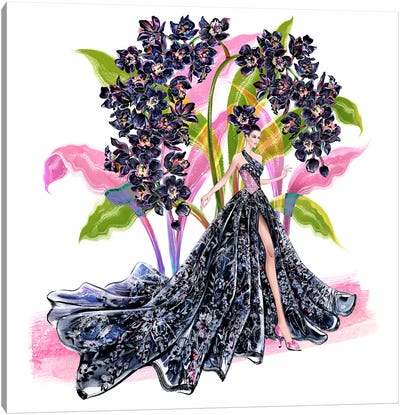 Black Orchid Canvas Art Print - Orchid Art