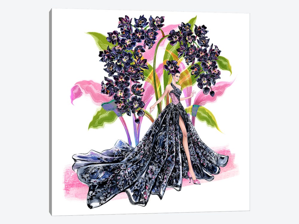 Black Orchid by Sunny Gu 1-piece Canvas Art Print