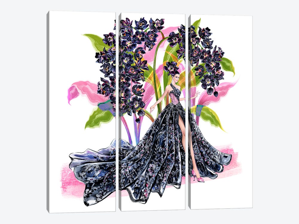 Black Orchid by Sunny Gu 3-piece Art Print