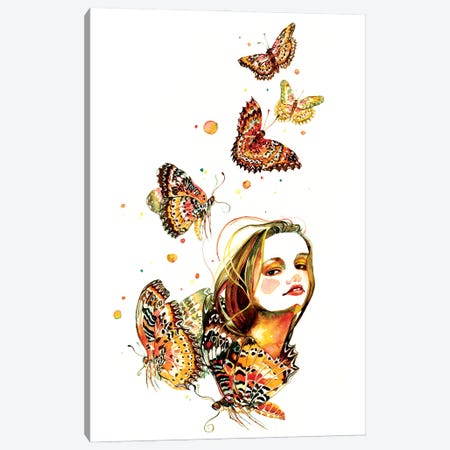 Floral Portrait Butterfly Canvas Print #SUN132} by Sunny Gu Art Print