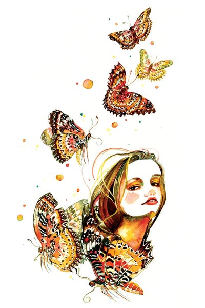 Sunny Gu: Floral Portrait Butterfly by Sunny Gu